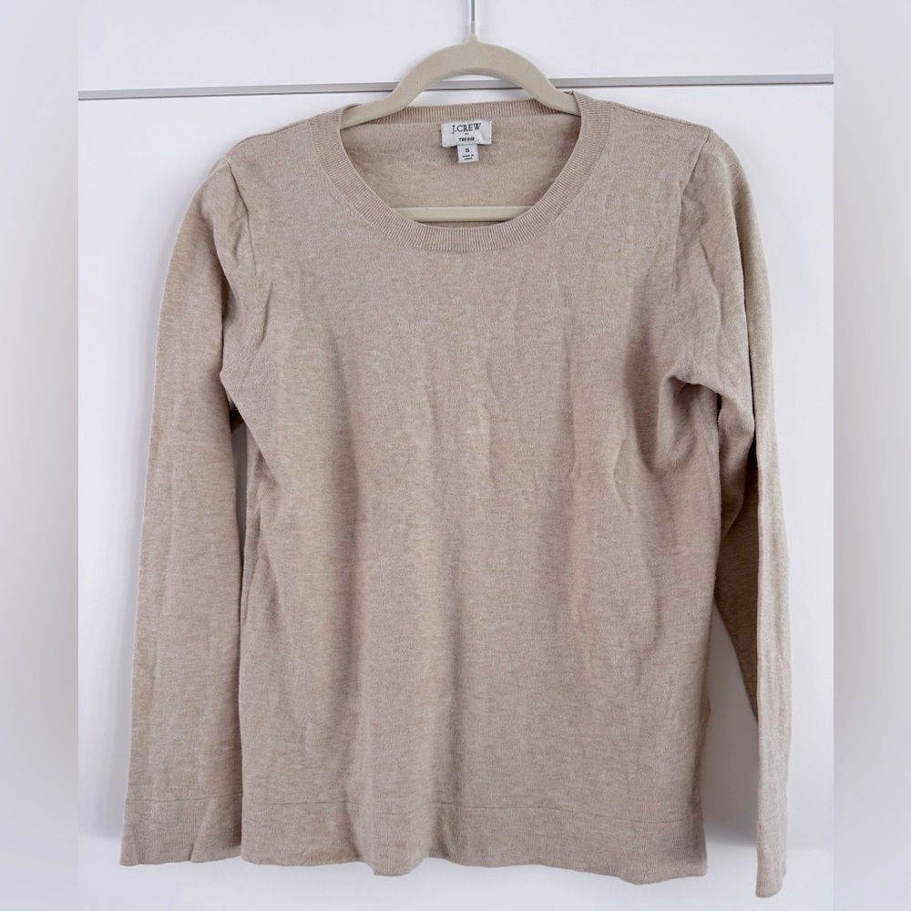 J. Crew Factory Cotton Teddie, heather light khaki, small. Fresh from drycleaner - Picture 6 of 14